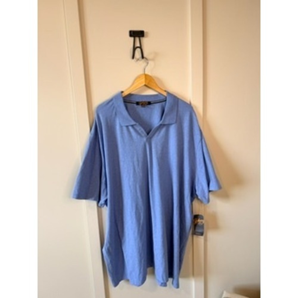 Johnny Bigg Mens Blue V-Neck Short Sleeve Polo Shirt USA 5XL New With Tags